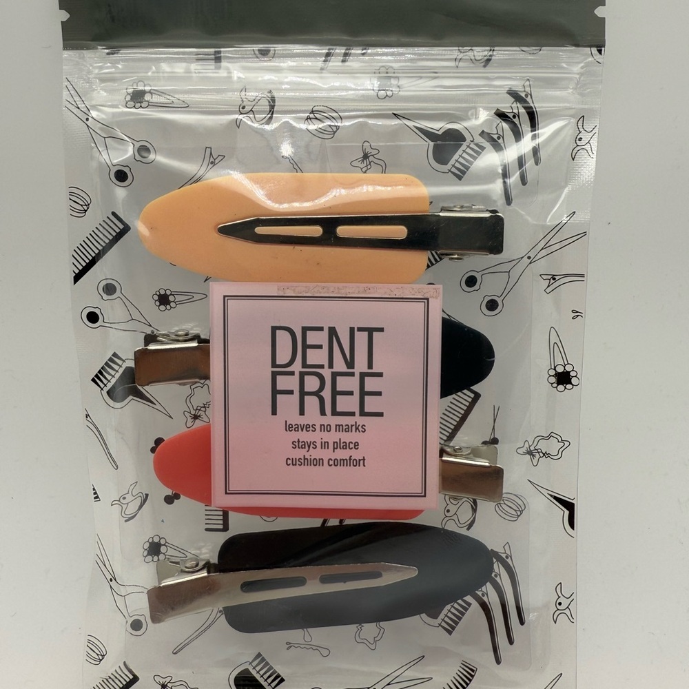 Dent Free Hair Clips - Black, Pink, Orange 4 packettes